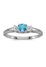 handsome round blue topaz gemstone diamond baby birthstone ring